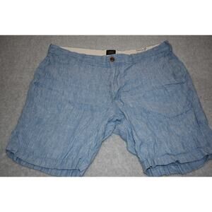 J Crew Golf Shorts Mens Size 36 Baird McNUTT Linen Stanton Blue Flat Front
